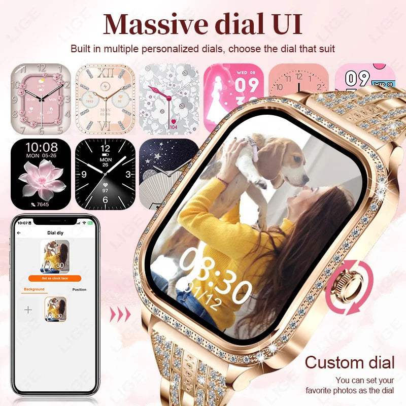LIGE Smart Watch Women Waterproof Bluetooth Call Sports Fitness Heart