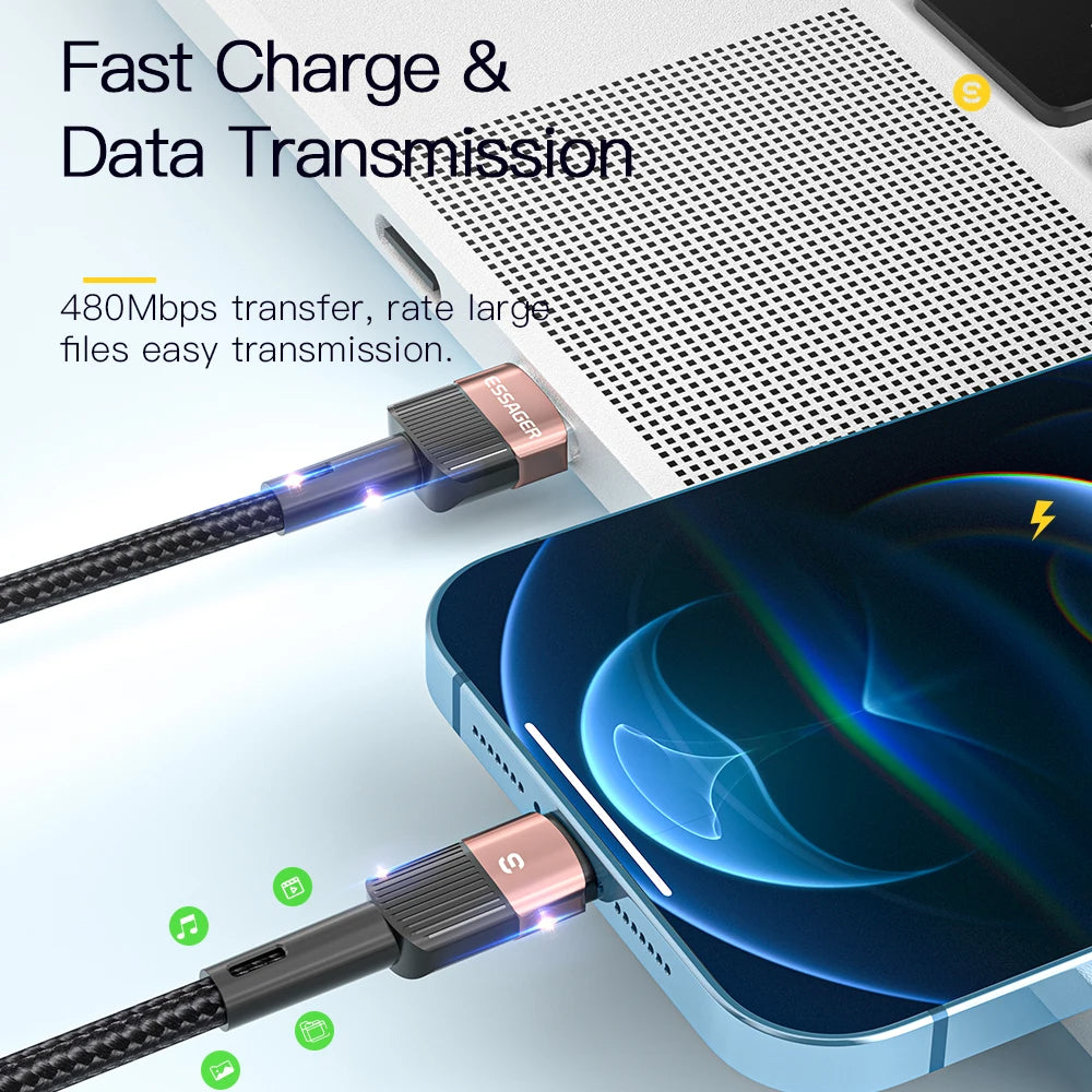 Essager USB Cable For Iphone Fast Charging Mobile Phone Data Line For Ipad Charger