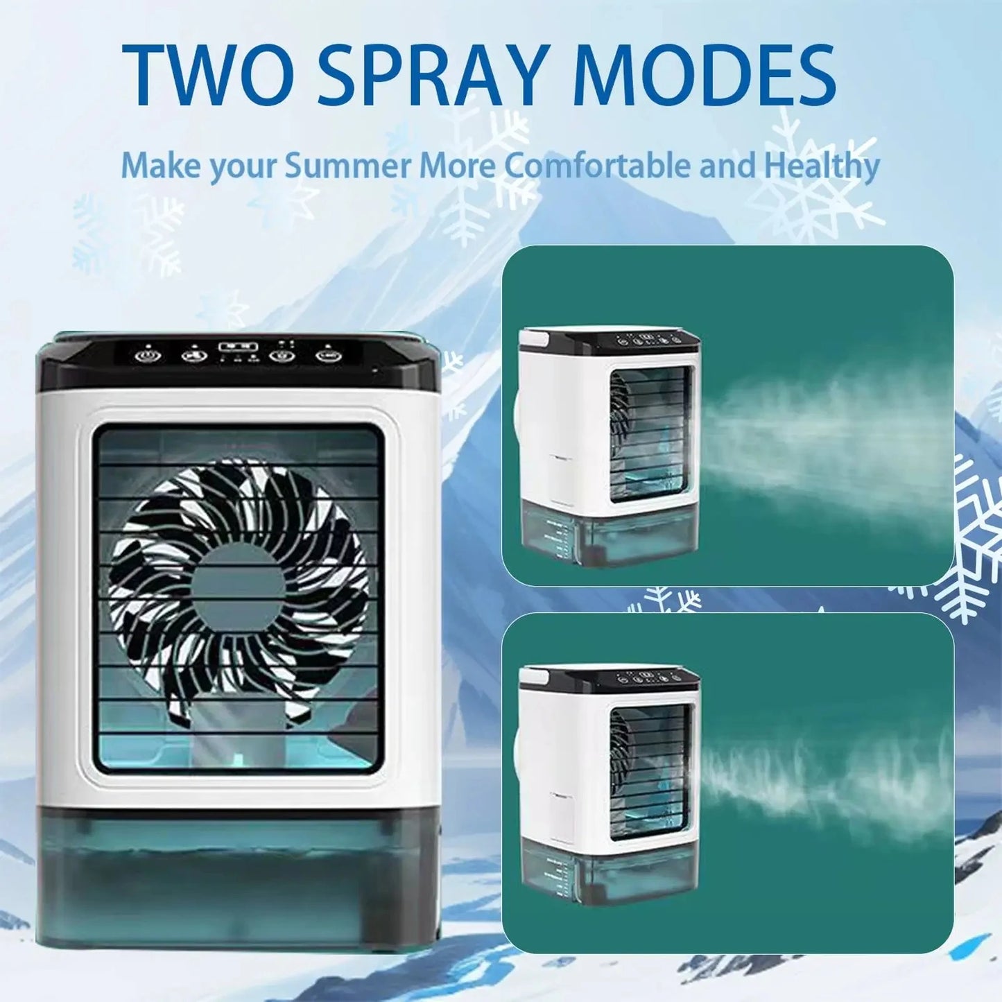 Portable Air Conditioner 3-Speed Small AC Unit Mini Air Cooler 900ML Water Tank Electric Fan With Humidifier for Bedroom Offi