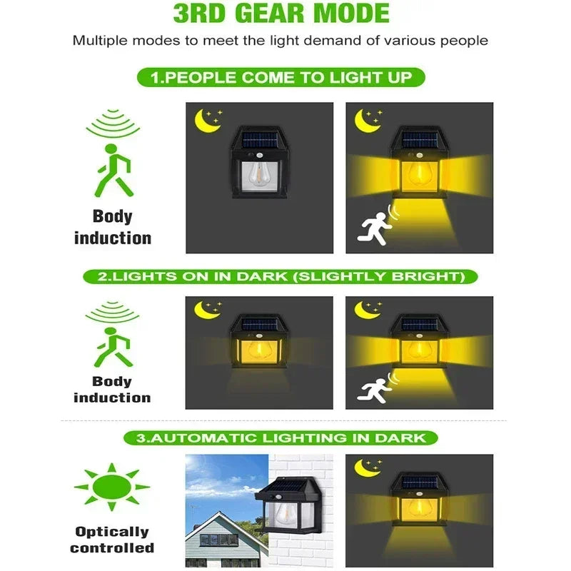 Solar Waterproof Outdoor Wall Light with Motion Sensor