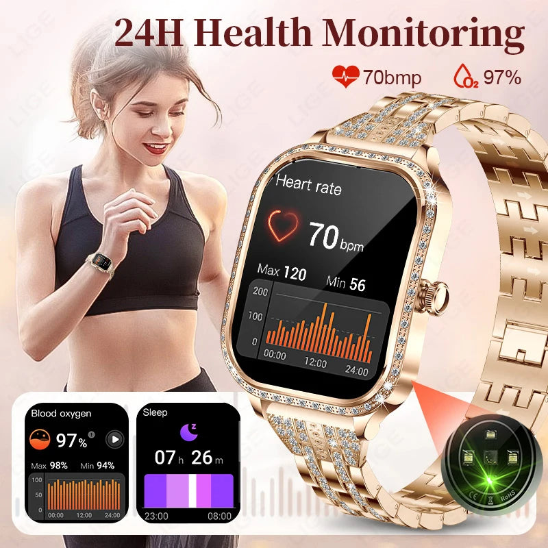LIGE Smart Watch Women Waterproof Bluetooth Call Sports Fitness Heart