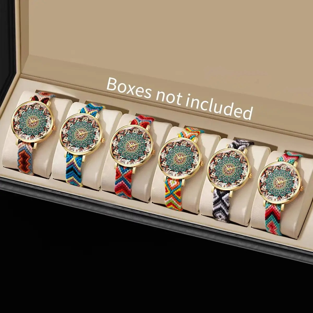 1/6/7PCS Fashion Women Watches Vintage Woven Strap Ladies Quartz