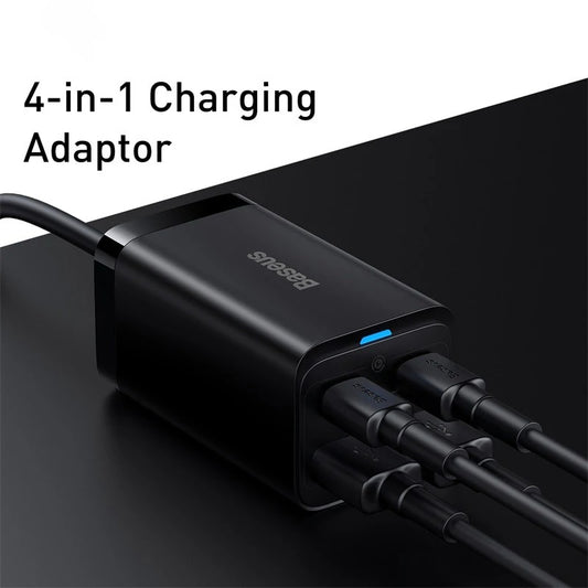Baseus 100W 65W GaN Charger Desktop Laptop Fast Charger 4 in 1 Adapter For iPhone 16 15 14 13 12 Pro Max Phone Charger Samsung