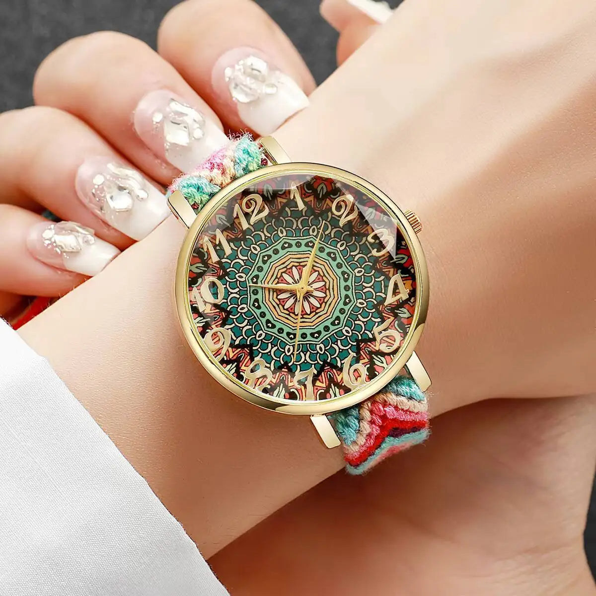 1/6/7PCS Fashion Women Watches Vintage Woven Strap Ladies Quartz