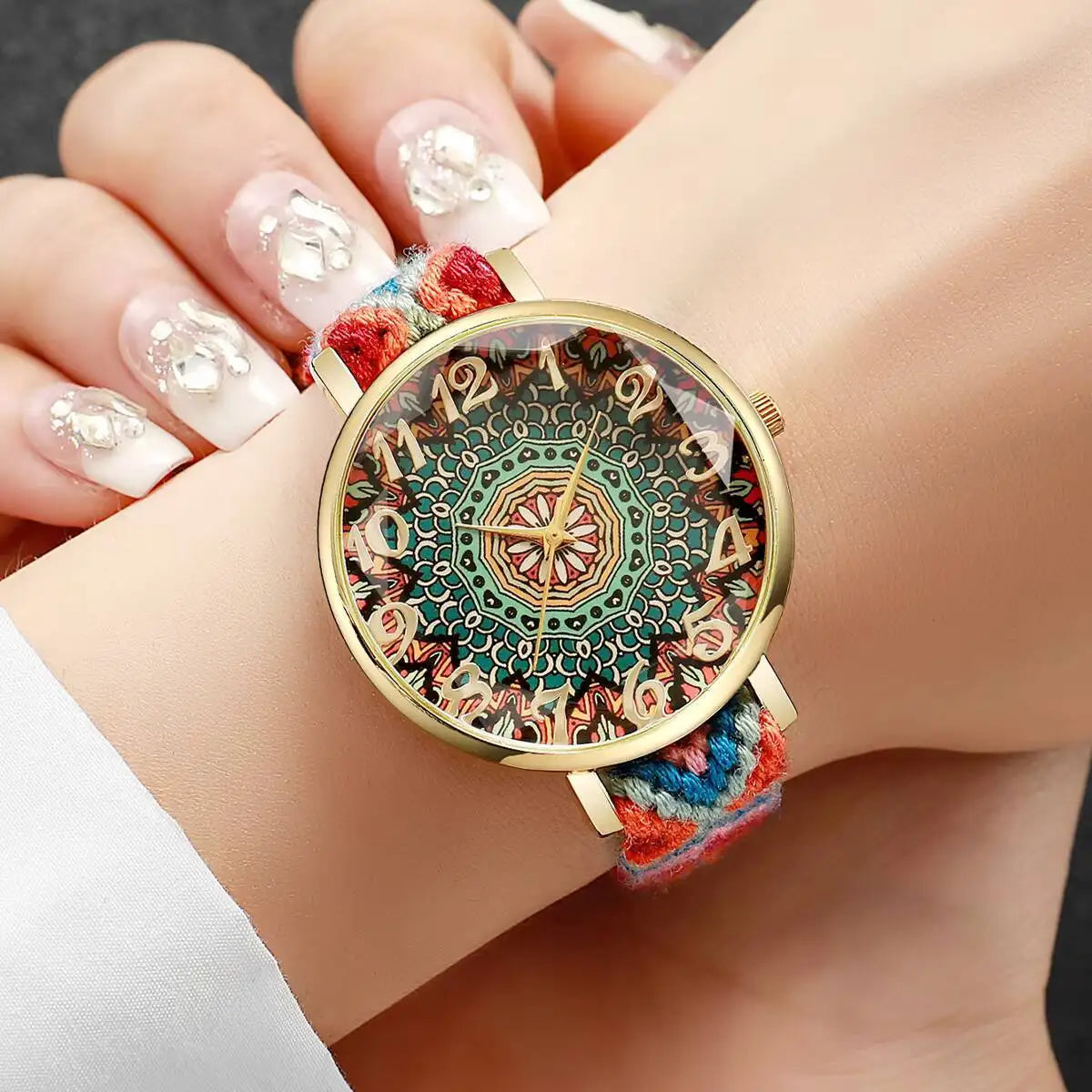 1/6/7PCS Fashion Women Watches Vintage Woven Strap Ladies Quartz