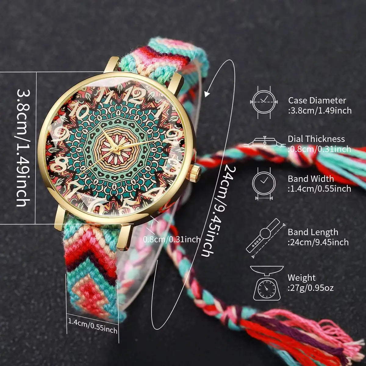 1/6/7PCS Fashion Women Watches Vintage Woven Strap Ladies Quartz